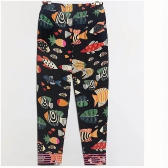 Farm Rio Sealife Fish Colorful Peasant Hipster Hippie Art Deco Farm Boho Pants - Picture 3 of 4